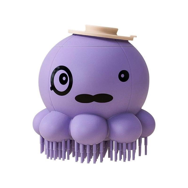 Pet Grooming Brush, Soft Silicone Puppy Massage, Hair Fur Grooming Cleaning Brush with Dispenser, Deep Cleansing, Ergonomic Grip for Cleaning Short Long Haired Dogs and Cats (PL)