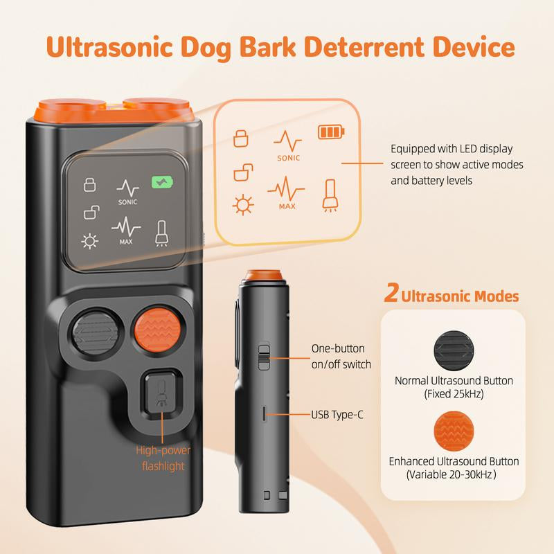 Golipal Dog Bark Stopper – Ultrasonic Dog Training Device, Long Range Bark Control, Rechargeable, LED Flashlight, Anti-Bark Collar Alternative