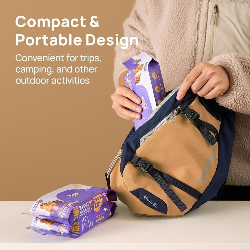 【Falldealsforyou】Hicc PET Glove Wipes,Freshening Grooming Dog&Cat Disposable 20Pcs Pet Hair Removal Tool Satisfied Skin Care Outdoor No-Clean Hypoallergenic Facial Disposable No-Rinse Grooming Formulated for Petwipes Deodorizing Sticky Hair#Petlife