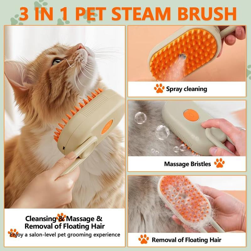 Pet Steam Brush,Cat Dog Hair Remover, Adjustable Pet Hair Remover,Pet Steamy Mist,Steam Pet Brush for Pet Hair 3-IN-1 Steamy Cat Brush Grooming Comb for Dogs Steam Brush for Cats Remove Flying Fur Steam Advanced Pet Hair Removal Comb Pet Pal Brush