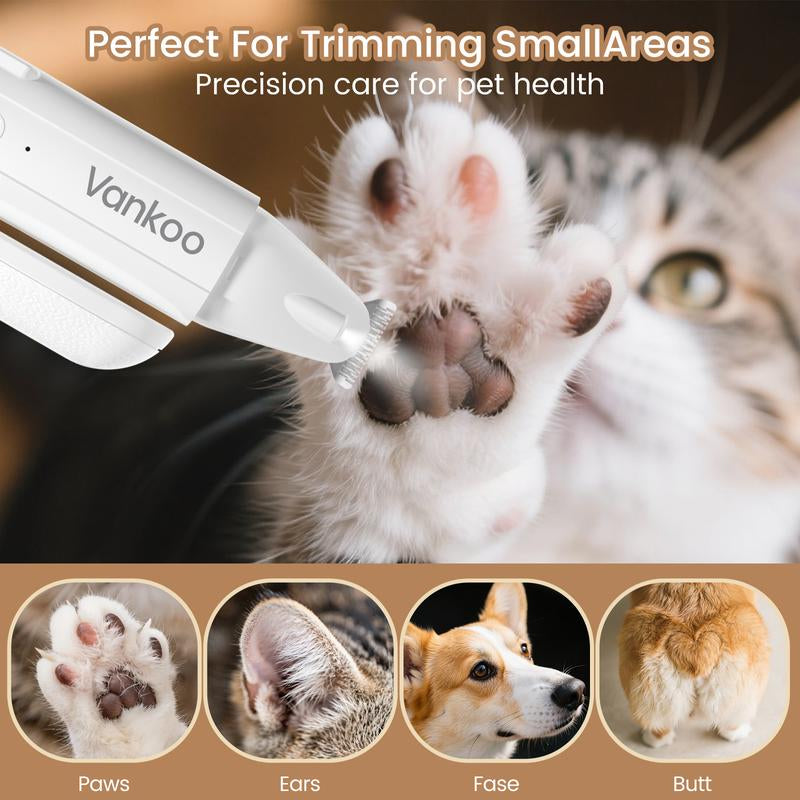 Vankoo Petgroomer 2-In-1 Dog Nail Clipper & Paw Hair Trimmer with LED Light, Rechargeable & Waterproof – Grooming Tool for Paws, Face, Ears, Rump – Safe for Dogs & Cats