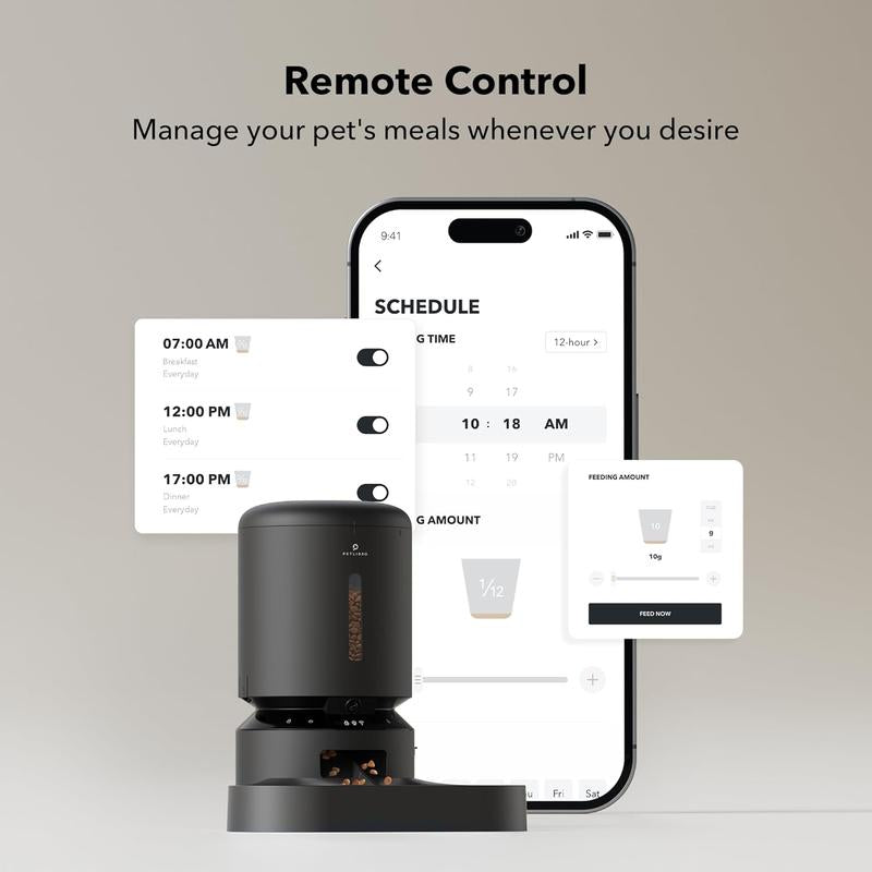 PETLIBRO Automatic Cat Feeder with Camera for Two Cats, 1080P HD Video with Night Vision, 5G Wifi Pet Feeder with 2-Way Audio for Cat & Dog, Low Food & Motion & Sound Alerts, Dual Tray, Black 5L PETLIBRO