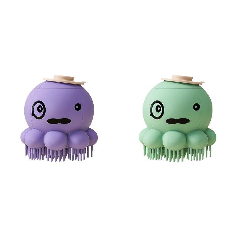 Pet Grooming Brush, Soft Silicone Puppy Massage, Hair Fur Grooming Cleaning Brush with Dispenser, Deep Cleansing, Ergonomic Grip for Cleaning Short Long Haired Dogs and Cats (PL)