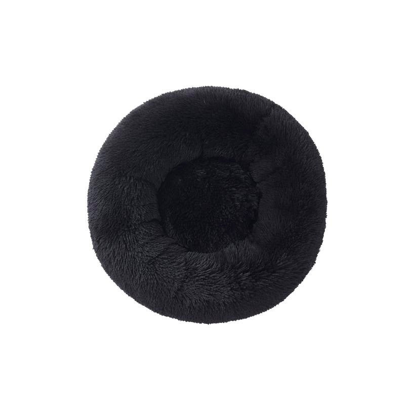 Faux Fur Shaggy round Donut Pet Bed for Dogs & Cats, 100% Polyester Fiber, Machine Washable, Non-Slip Dot Fabric