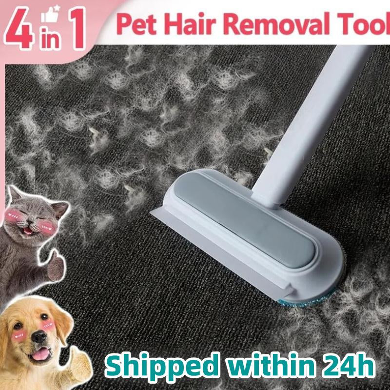 【4 in 1】Pet Hair Removal Tool, Multi-Functional, Reusable, Washable Lint Cleaner for Dog and Cat Hair, Gentle on Furniture, Effective on Carpets, Clothing, Bedding,Pet Hair Remover for Furniture, Cat/Dog Hair Remover with Extra Long Handle