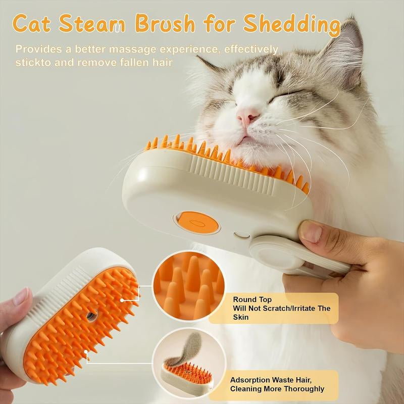Pet Steam Brush,Cat Dog Hair Remover, Adjustable Pet Hair Remover,Pet Steamy Mist,Steam Pet Brush for Pet Hair 3-IN-1 Steamy Cat Brush Grooming Comb for Dogs Steam Brush for Cats Remove Flying Fur Steam Advanced Pet Hair Removal Comb Pet Pal Brush