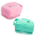 Pet Bath Brush, Silicone Massage Brush with Shampoo Dispenser, Ideal Bath Accessories for Dogs & Cats