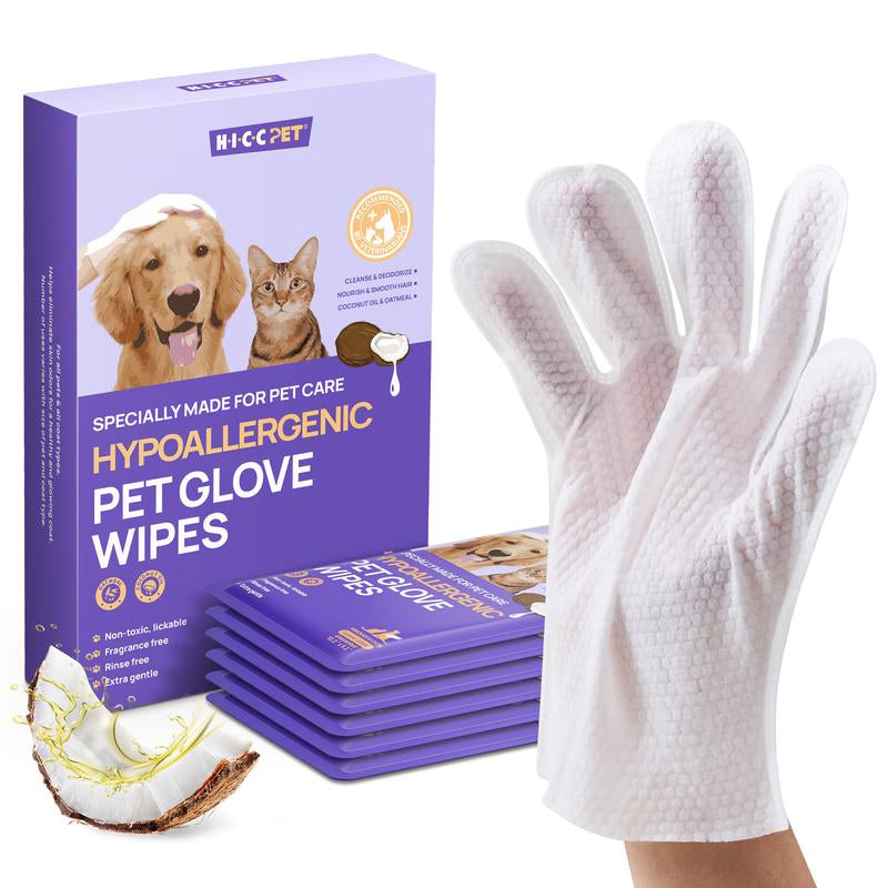 【Falldealsforyou】Hicc PET Glove Wipes，Freshening Grooming Dog&Cat Disposable 20Pcs Pet Hair Removal Tool Satisfied Skin Care Outdoor No-Clean Hypoallergenic Facial Disposable No-Rinse Grooming Formulated for Petwipes Deodorizing Sticky Hair#Petlife