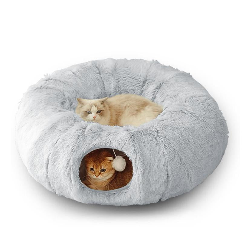 Winter Warm Pet Bed, Summer Cat Tunnel Bed with Middle Mat, Large Playground Toys, Soft Material Plush Pet Toy, Full Moon Shaped Warm Dog Kennel, Pet Resting Mat, Pet Products, Birthday Gift Idea for Kitten, Kitten Bedding