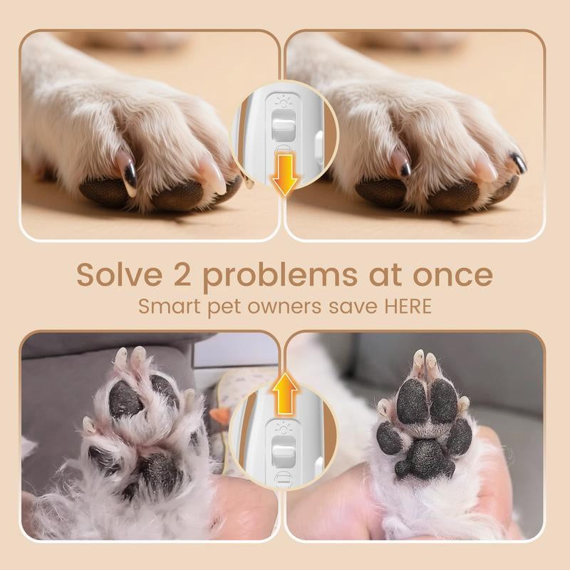 Vankoo Petgroomer 2-In-1 Dog Nail Clipper & Paw Hair Trimmer with LED Light, Rechargeable & Waterproof – Grooming Tool for Paws, Face, Ears, Rump – Safe for Dogs & Cats