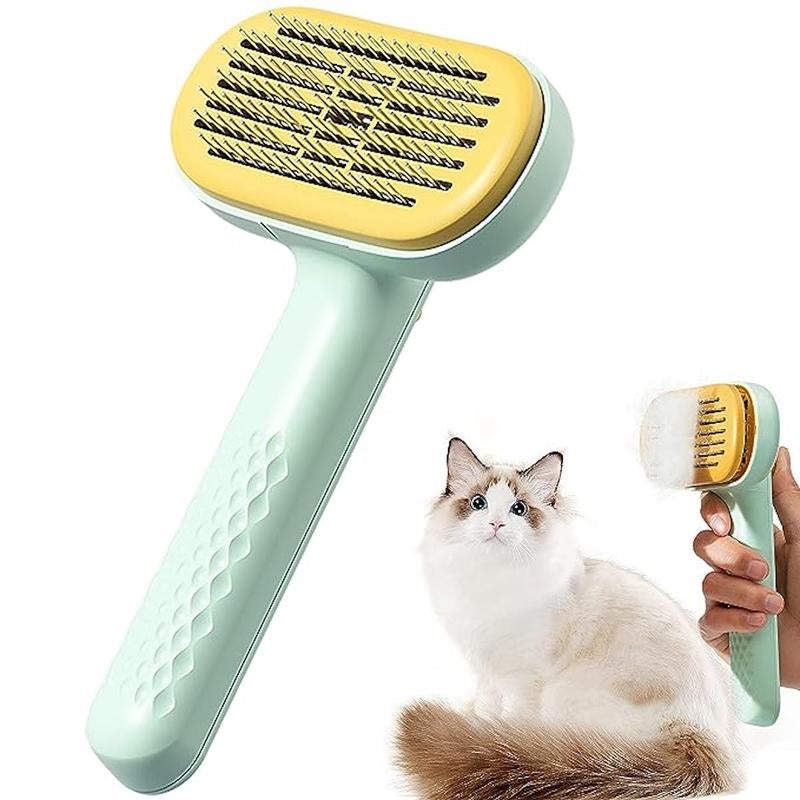 Cat Dod Pin Brush with Release Button,Cat Brush Pet Grooming Brush for Long&Short Haired Dogs Cats,Self Cleaning Slicker Brush Dog Hair Brush for Puppy Kitten Dog Massage and Removal of Loose Fur,Tangled Hair & Mats