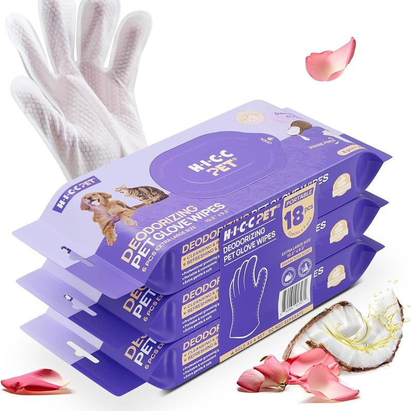 【Falldealsforyou】Hicc PET Glove Wipes，Freshening Grooming Dog&Cat Disposable 20Pcs Pet Hair Removal Tool Satisfied Skin Care Outdoor No-Clean Hypoallergenic Facial Disposable No-Rinse Grooming Formulated for Petwipes Deodorizing Sticky Hair#Petlife