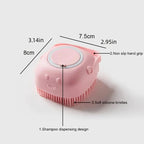 Pet Bath Brush, Silicone Massage Brush with Shampoo Dispenser, Ideal Bath Accessories for Dogs & Cats
