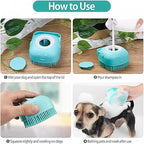 Pet Bath Brush, Silicone Massage Brush with Shampoo Dispenser, Ideal Bath Accessories for Dogs & Cats