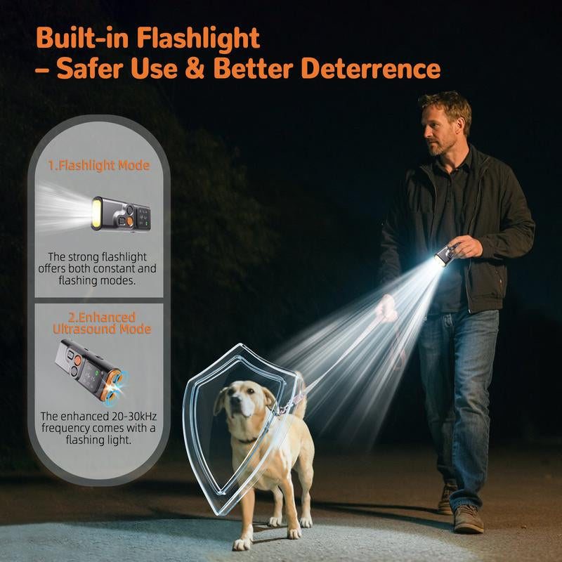 Golipal Dog Bark Stopper – Ultrasonic Dog Training Device, Long Range Bark Control, Rechargeable, LED Flashlight, Anti-Bark Collar Alternative
