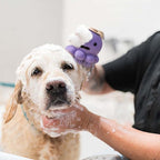 Pet Grooming Brush, Soft Silicone Puppy Massage, Hair Fur Grooming Cleaning Brush with Dispenser, Deep Cleansing, Ergonomic Grip for Cleaning Short Long Haired Dogs and Cats (PL)