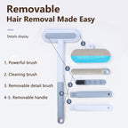 【4 in 1】Pet Hair Removal Tool, Multi-Functional, Reusable, Washable Lint Cleaner for Dog and Cat Hair, Gentle on Furniture, Effective on Carpets, Clothing, Bedding,Pet Hair Remover for Furniture, Cat/Dog Hair Remover with Extra Long Handle