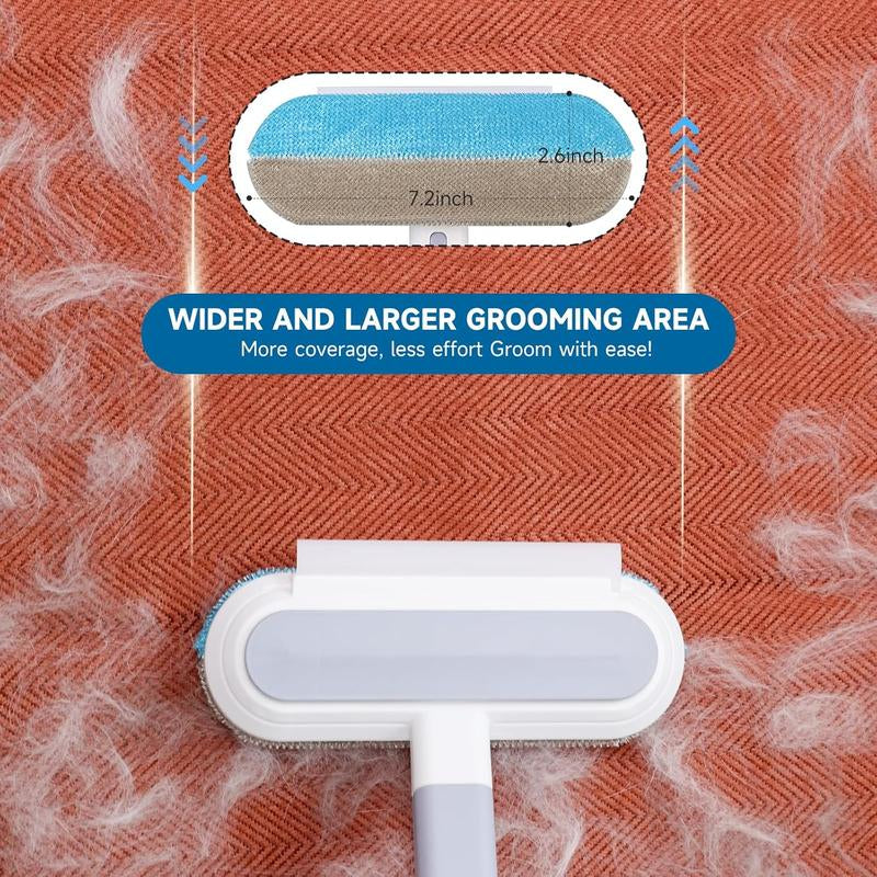 【4 in 1】Pet Hair Removal Tool, Multi-Functional, Reusable, Washable Lint Cleaner for Dog and Cat Hair, Gentle on Furniture, Effective on Carpets, Clothing, Bedding,Pet Hair Remover for Furniture, Cat/Dog Hair Remover with Extra Long Handle