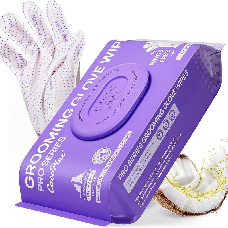 【Falldealsforyou】Hicc PET Glove Wipes，Freshening Grooming Dog&Cat Disposable 20Pcs Pet Hair Removal Tool Satisfied Skin Care Outdoor No-Clean Hypoallergenic Facial Disposable No-Rinse Grooming Formulated for Petwipes Deodorizing Sticky Hair#Petlife