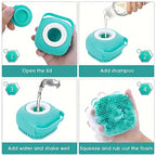 Pet Bath Brush, Silicone Massage Brush with Shampoo Dispenser, Ideal Bath Accessories for Dogs & Cats
