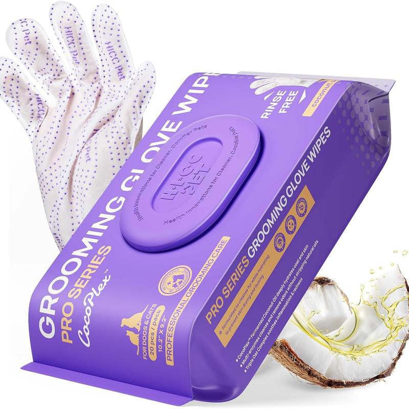 【Falldealsforyou】Hicc PET Glove Wipes，Freshening Grooming Dog&Cat Disposable 20Pcs Pet Hair Removal Tool Satisfied Skin Care Outdoor No-Clean Hypoallergenic Facial Disposable No-Rinse Grooming Formulated for Petwipes Deodorizing Sticky Hair#Petlife