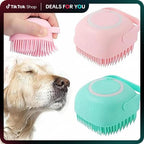 Pet Bath Brush, Silicone Massage Brush with Shampoo Dispenser, Ideal Bath Accessories for Dogs & Cats