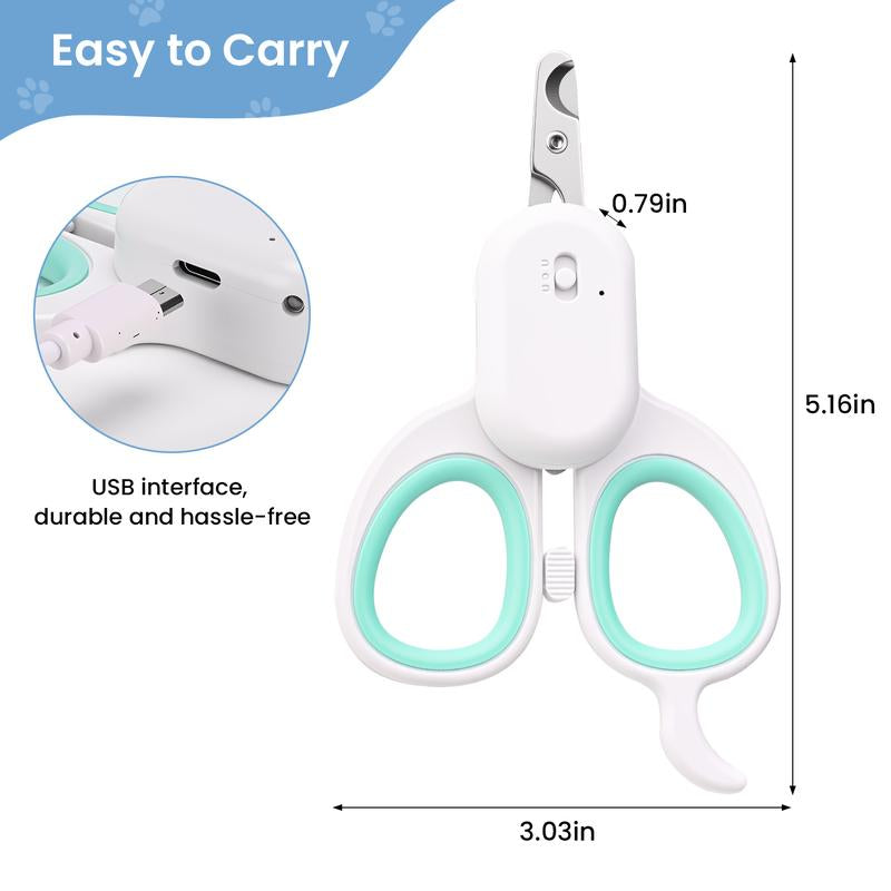 Pet Nail Trimmer with LED Light for Pet Nails with Light, Precise Nail Trimmer for Cats and Dogs, Safe Portable Child Safety Lock
