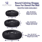 Faux Fur Shaggy round Donut Pet Bed for Dogs & Cats, 100% Polyester Fiber, Machine Washable, Non-Slip Dot Fabric