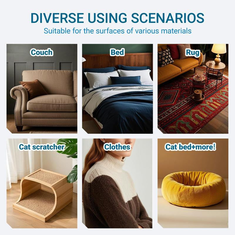 【4 in 1】Pet Hair Removal Tool, Multi-Functional, Reusable, Washable Lint Cleaner for Dog and Cat Hair, Gentle on Furniture, Effective on Carpets, Clothing, Bedding,Pet Hair Remover for Furniture, Cat/Dog Hair Remover with Extra Long Handle