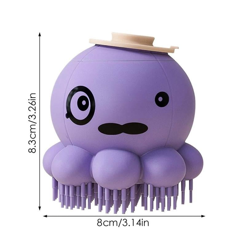 Pet Grooming Brush, Soft Silicone Puppy Massage, Hair Fur Grooming Cleaning Brush with Dispenser, Deep Cleansing, Ergonomic Grip for Cleaning Short Long Haired Dogs and Cats (PL)