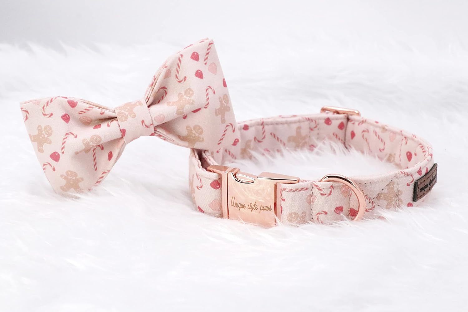 Dog Collar, Pet Collar Dog Bowtie Gift for Girl or Boy Dogs, Christmas Gingerbread Man Adjustable Dog Collar for X-Small Dogs